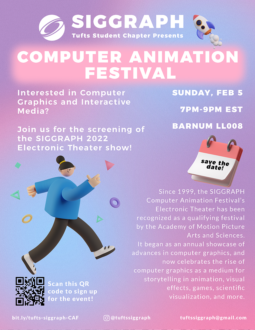 Tufts ACM SIGGRAPH Chapter Computer Animation Festival Traveling Show flyer