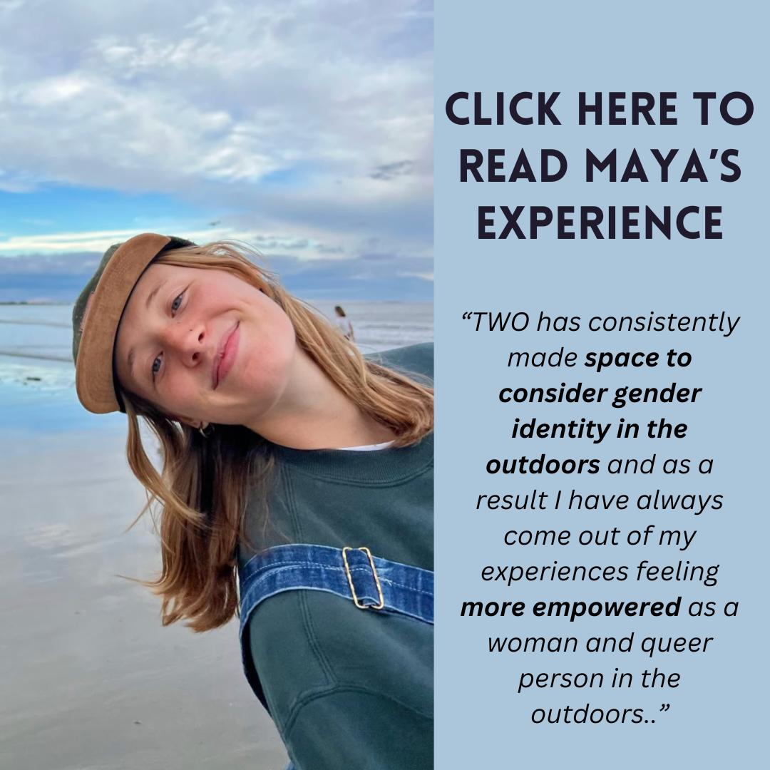 Image of TWO leader Maya Stopka smiling on a beach 