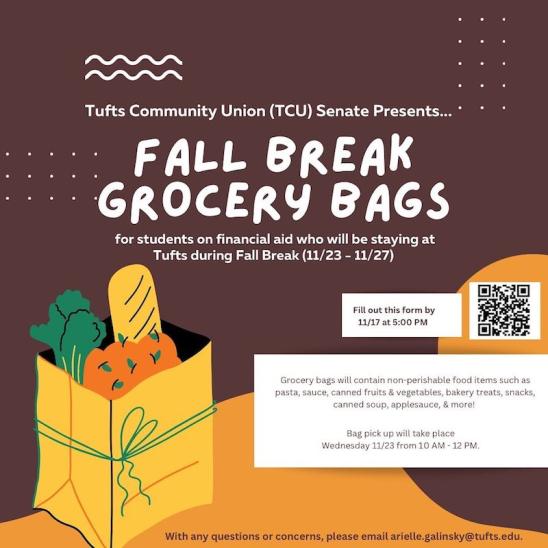 Flyer for Fall Break Grocery Bags