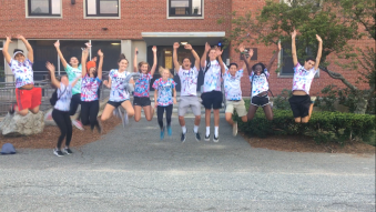 Students jumping in unison
