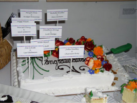 Wedding cake with name tags