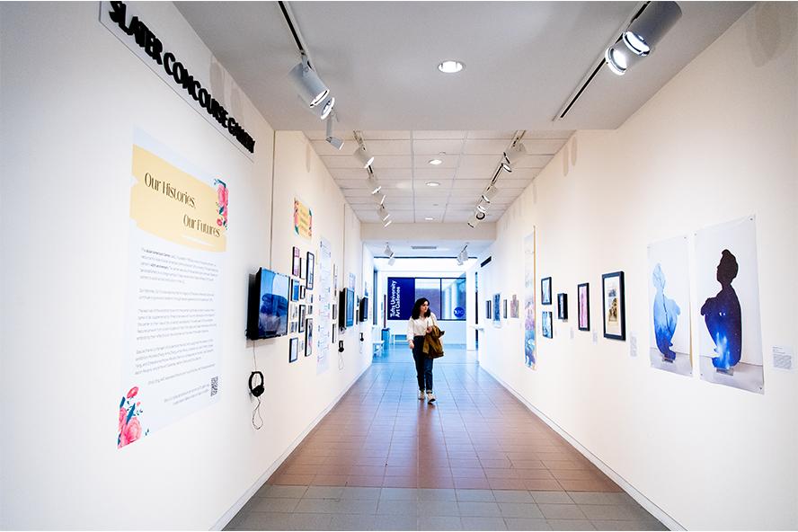 Visitor in Art Gallery
