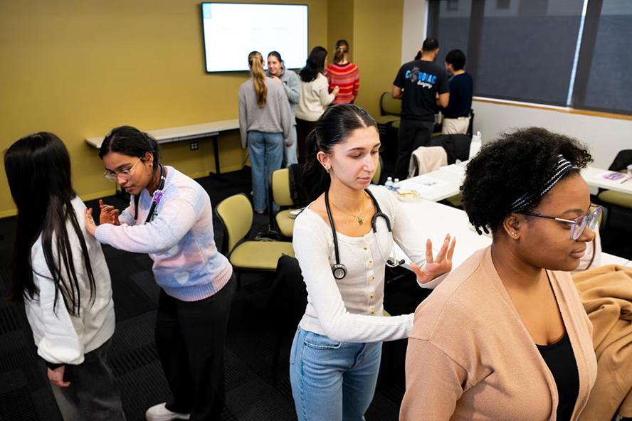 Students in health exercise