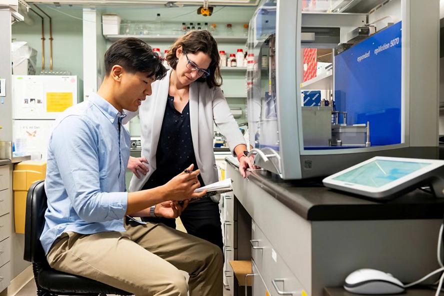 Faculty member and student