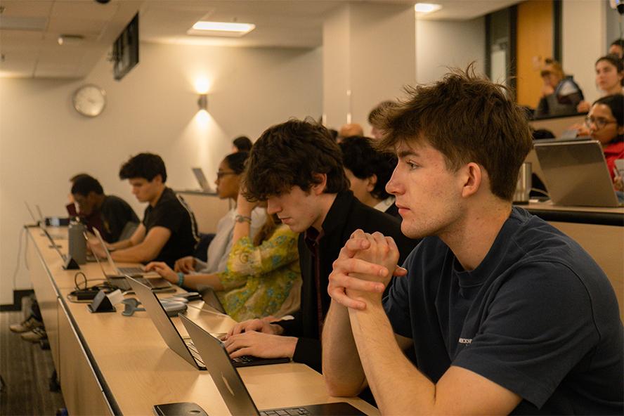 Students listening in class