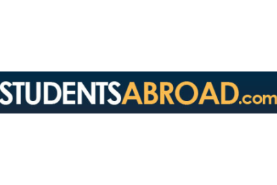 dark blue logo that reads studentsabroad.com