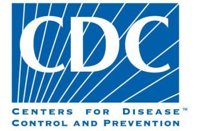 Blue and white logo reads CDC Centers for Disease Control and Prevention